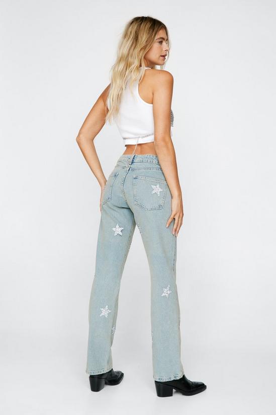 NastyGal Embellished Star Print Straight Denim Jeans 4