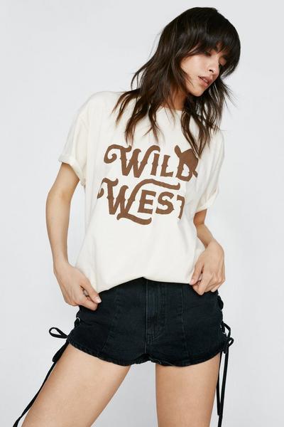 NastyGal brown Wild West Graphic Oversized T-Shirt