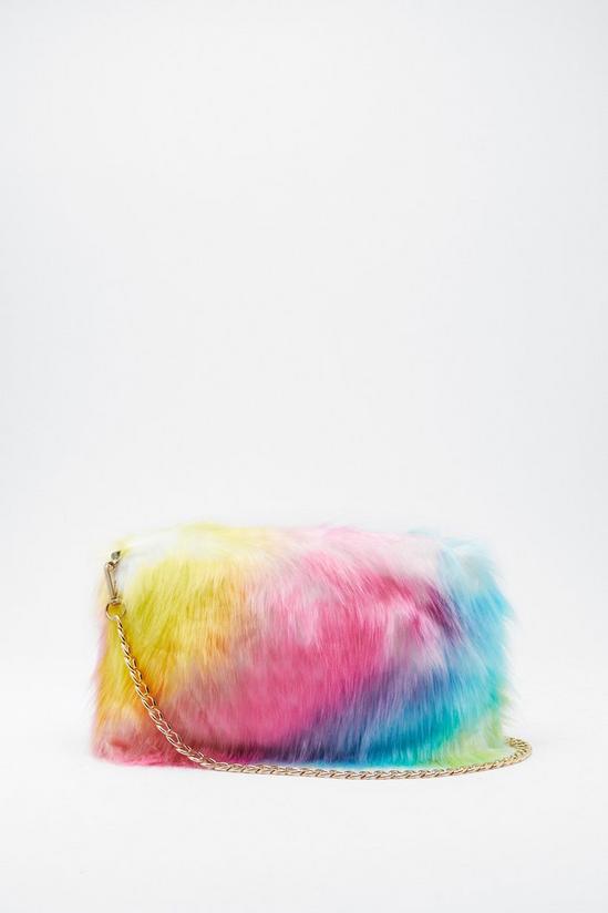 NastyGal Rainbow Faux Fur Shoulder Bag 3