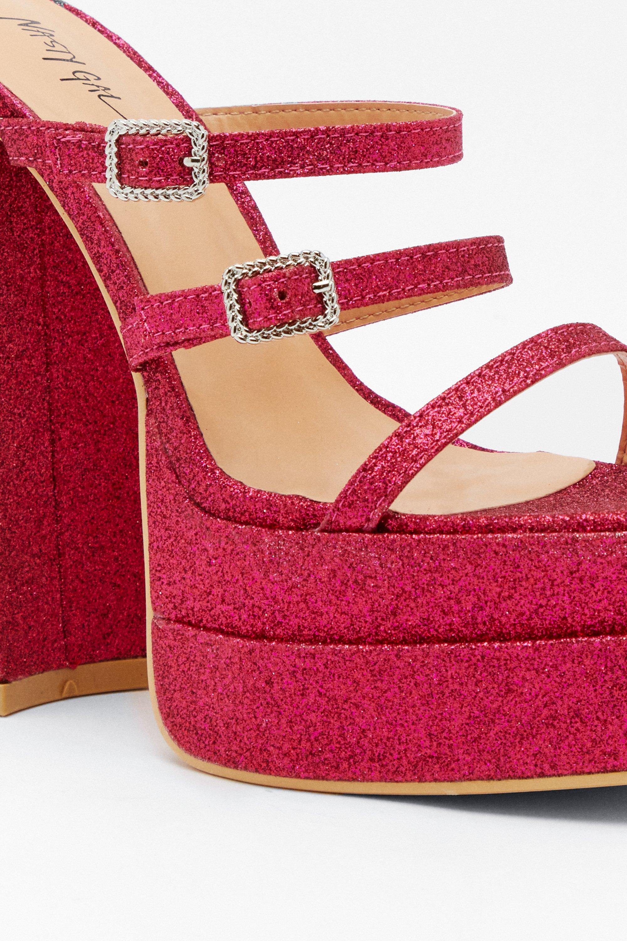 Pink glitter platform store heels