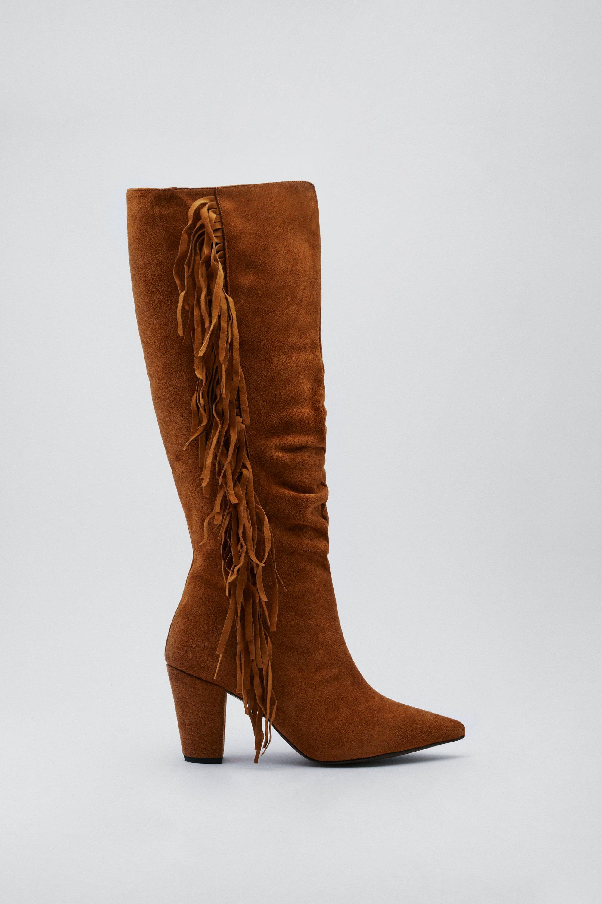 Faux suede hotsell fringe boots