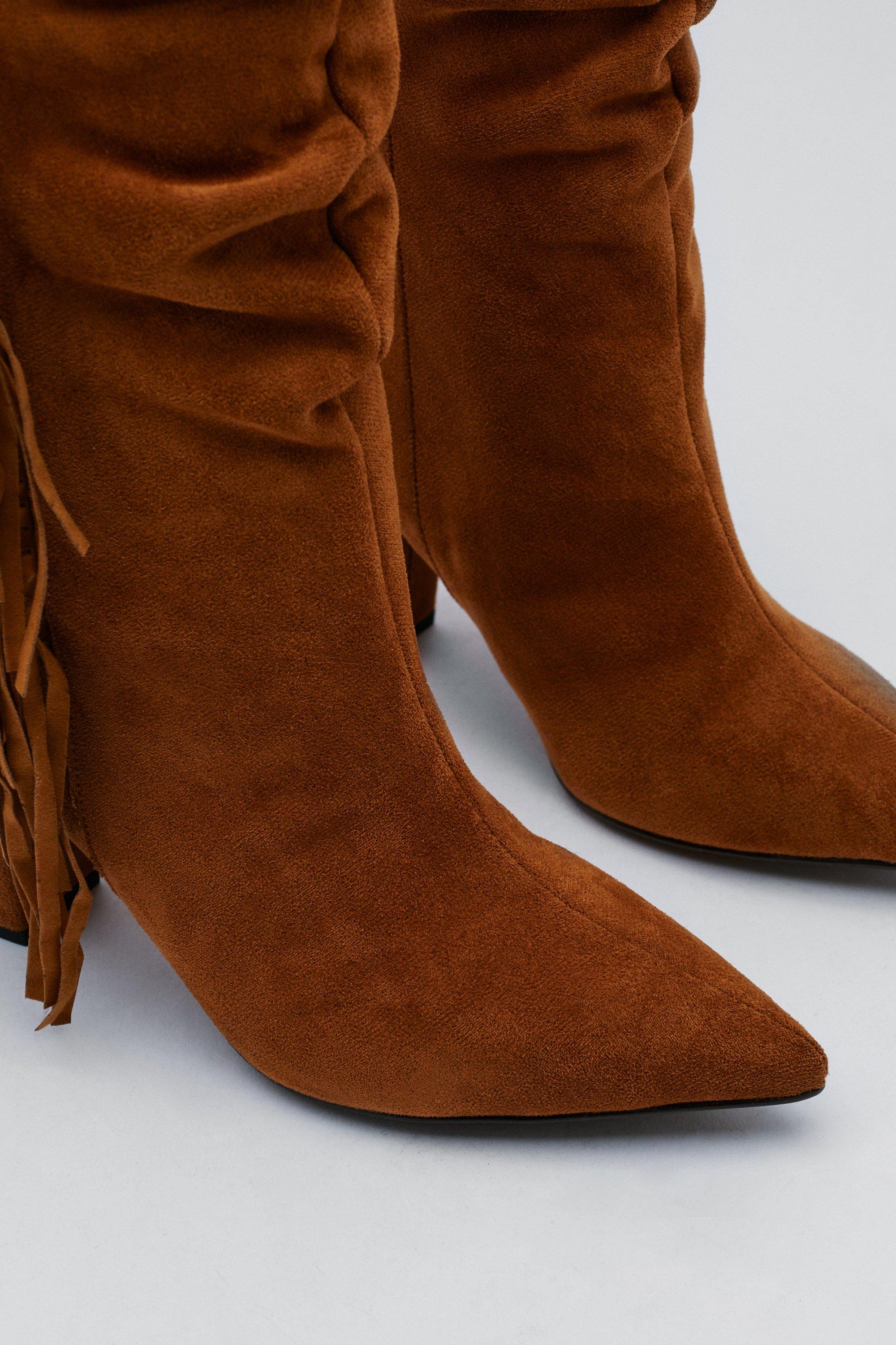 Long suede cheap boots with tassels