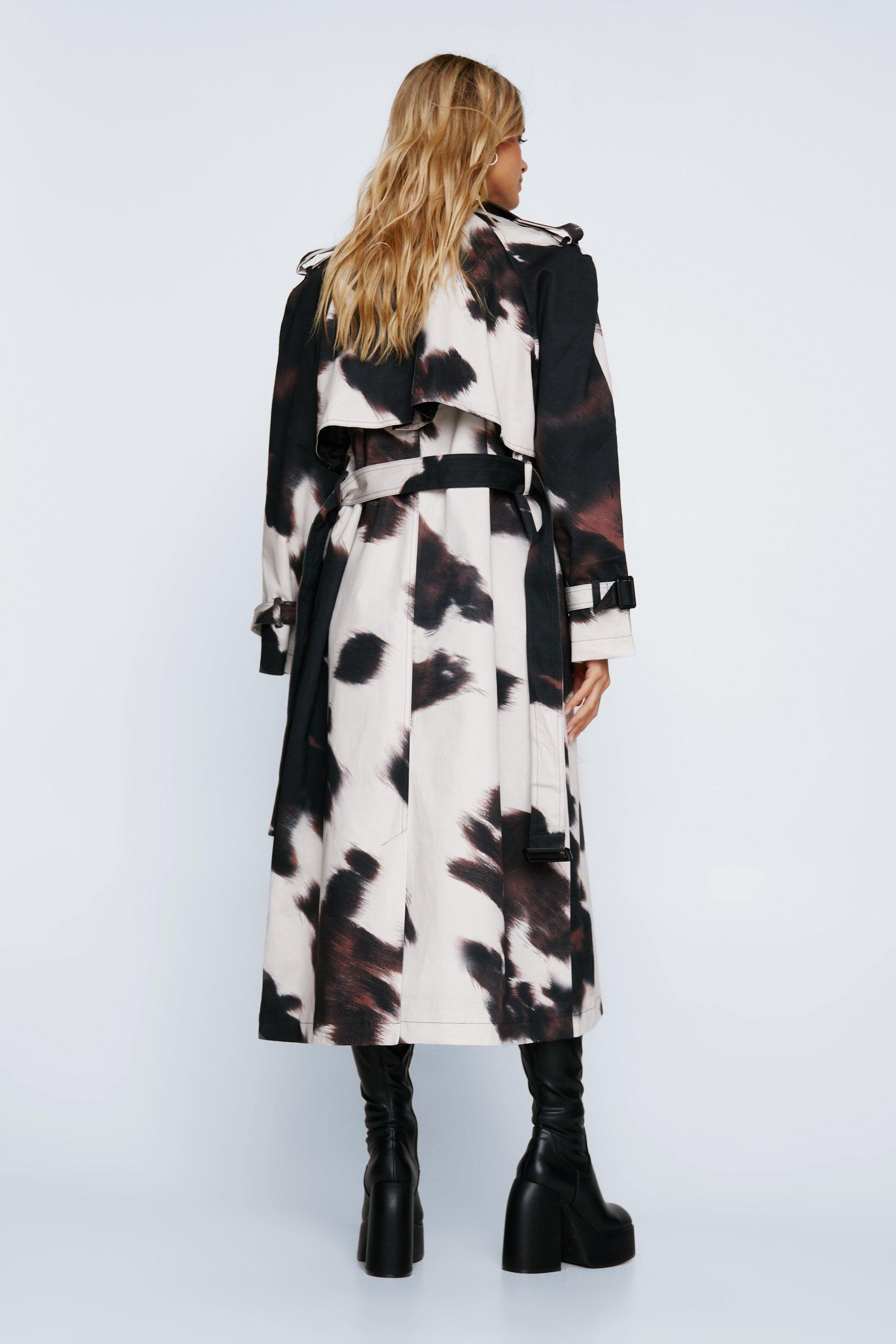 Cow print sale trench coat