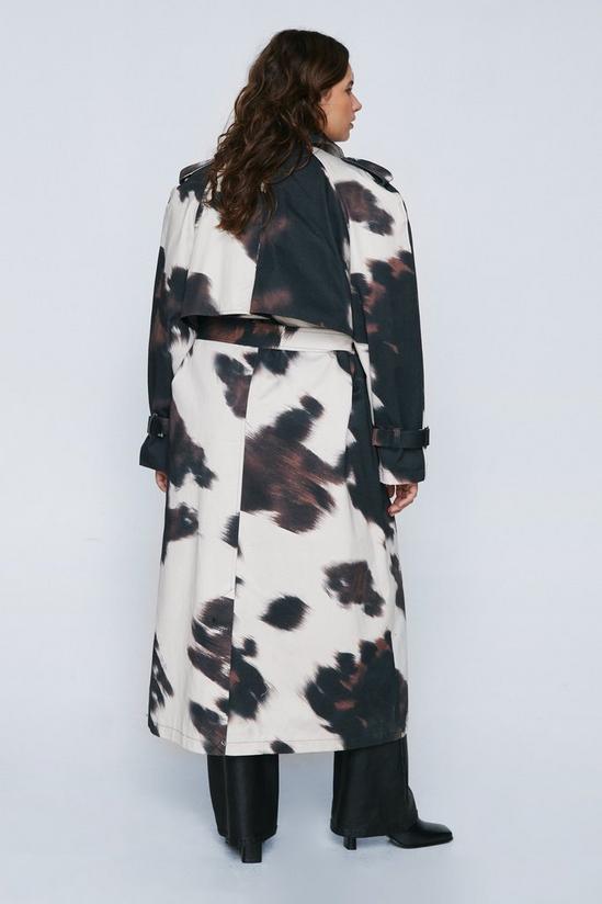 NastyGal Plus Size Cow Print Trench Coat 4