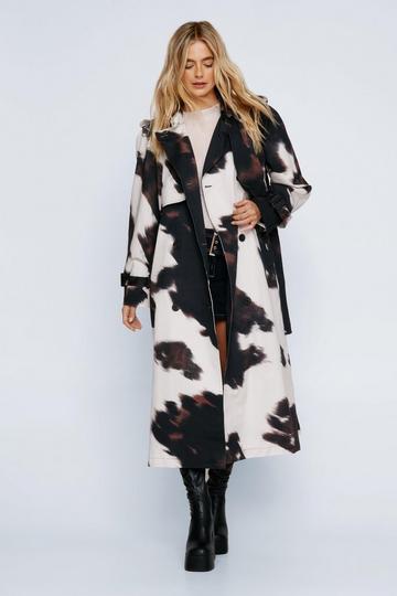 Premium Cow Print Trench Coat multi