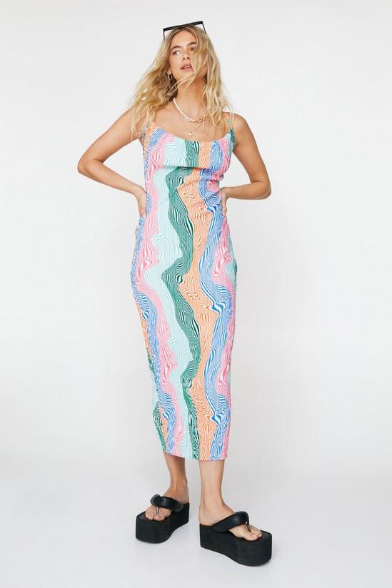 NastyGal Abstract Wave Print Plisse Midi Dress 1