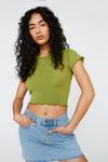 NastyGal Ribbed Short Sleeve Crew Neck Fitted T-shirt thumbnail 2
