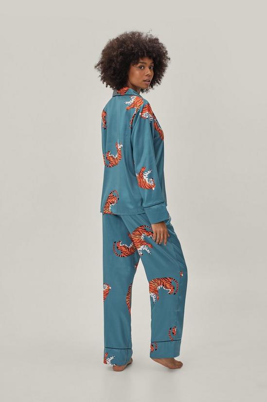 NastyGal Tiger Print Satin Long Pyjama Set 3