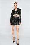 NastyGal Real Leather Tie Detail Cropped Blazer thumbnail 2