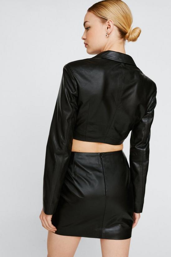 NastyGal Real Leather Tie Detail Cropped Blazer 4