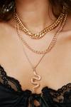 NastyGal Triple Layer Chain and Snake Drop Necklace thumbnail 2