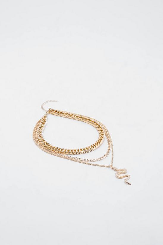 NastyGal Triple Layer Chain and Snake Drop Necklace 3