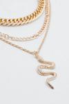 NastyGal Triple Layer Chain and Snake Drop Necklace thumbnail 4