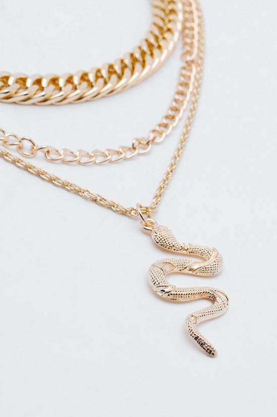 NastyGal Triple Layer Chain and Snake Drop Necklace 4
