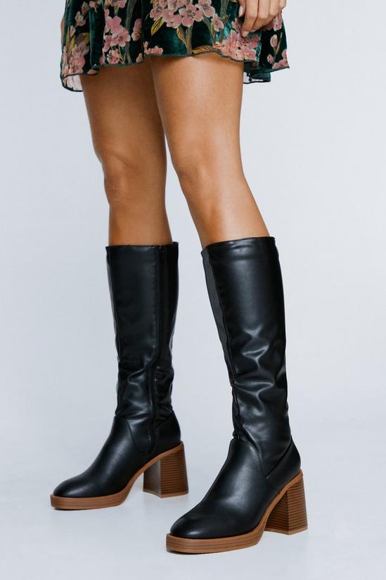 NastyGal Faux Leather Platform Knee High Boots 2