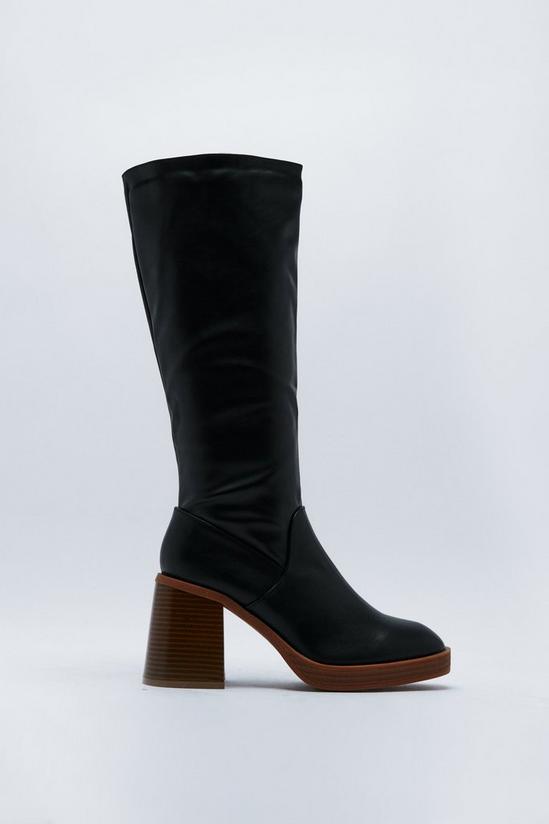 NastyGal Faux Leather Platform Knee High Boots 3