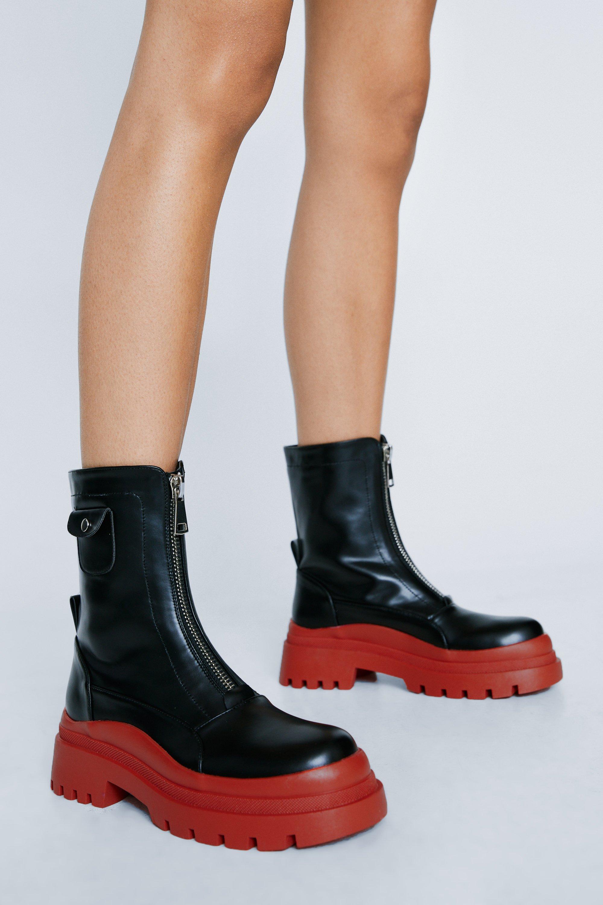 Zip up biker sales boots