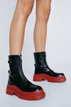 NastyGal Contrast Faux Leather Zip Up Biker Boots thumbnail 2