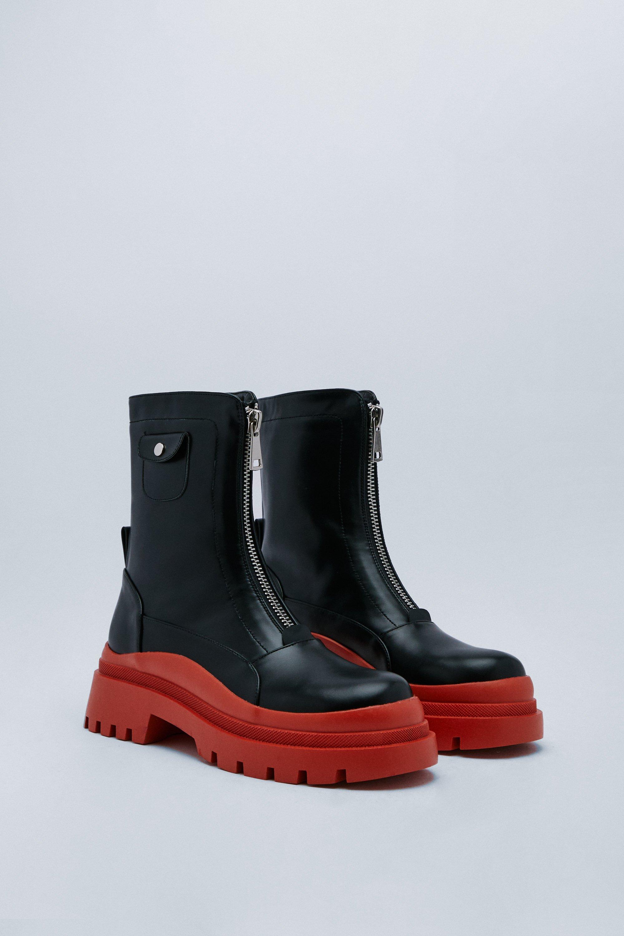 Boohoo red clearance boots