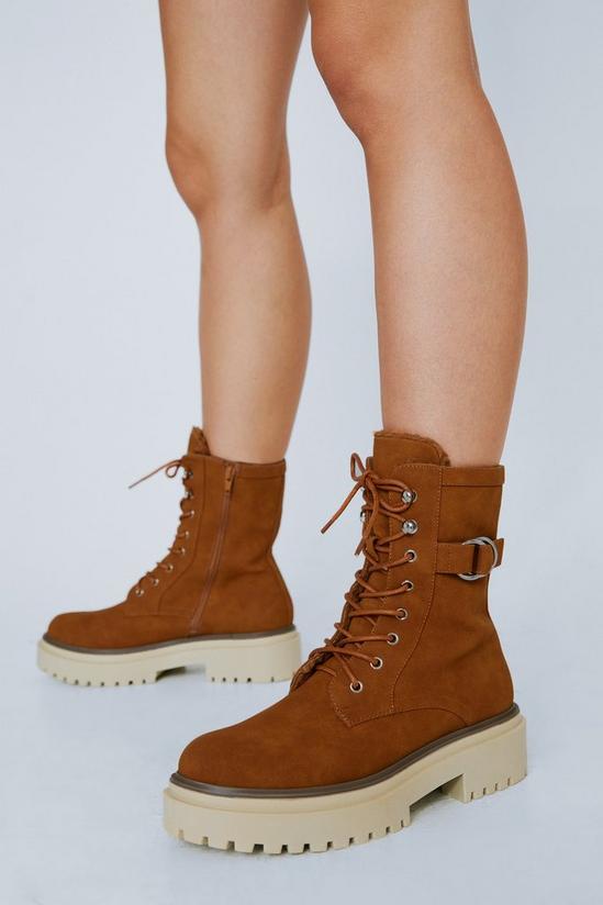 NastyGal Faux Borg Detail Lace Up Biker Boots 2