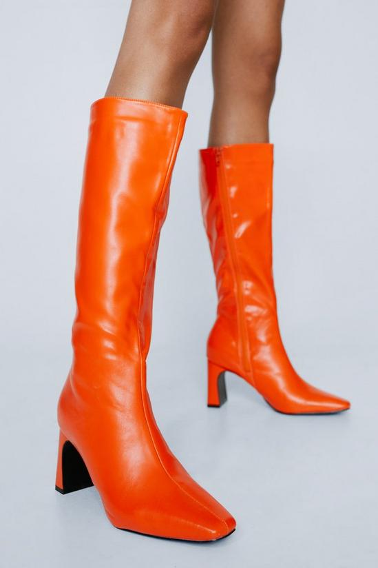NastyGal Faux Leather Knee High Heeled Boots 2