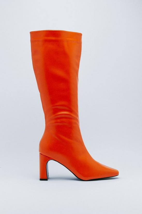NastyGal Faux Leather Knee High Heeled Boots 3