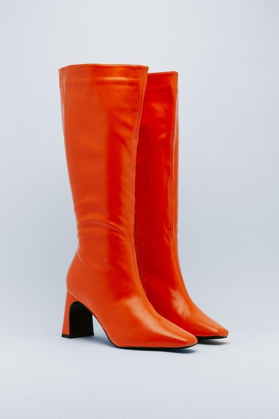 NastyGal Faux Leather Knee High Heeled Boots 4
