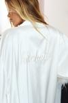 NastyGal Hitched Embroidered Feather Trim Satin Robe thumbnail 2