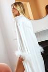 NastyGal Hitched Embroidered Feather Trim Satin Robe thumbnail 3