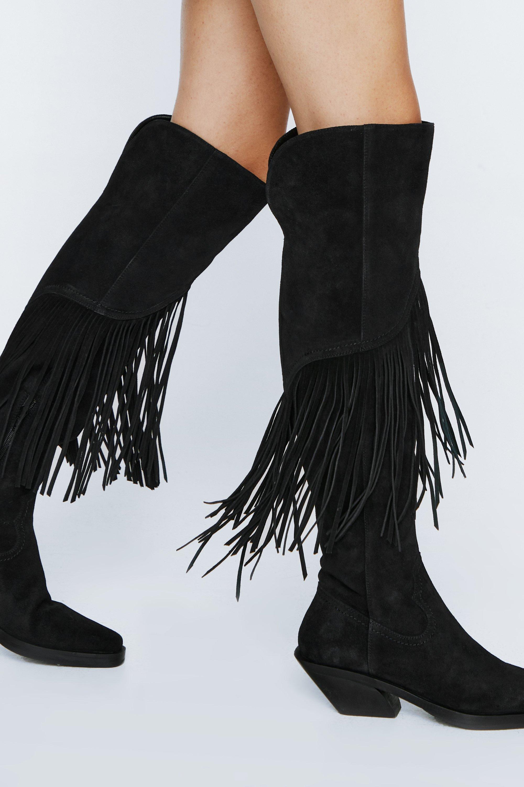 Tassel knot hot sale knee high boots