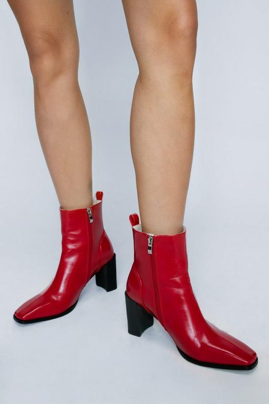 NastyGal Square Toe Faux Leather Ankle Boots 2