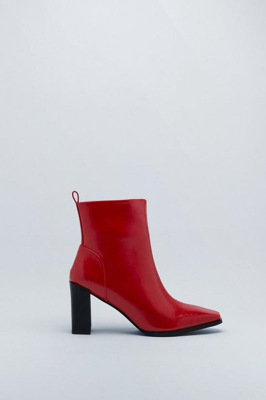 NastyGal Square Toe Faux Leather Ankle Boots 3