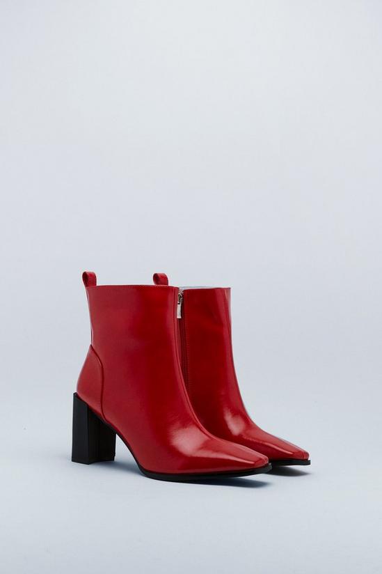 NastyGal Square Toe Faux Leather Ankle Boots 4