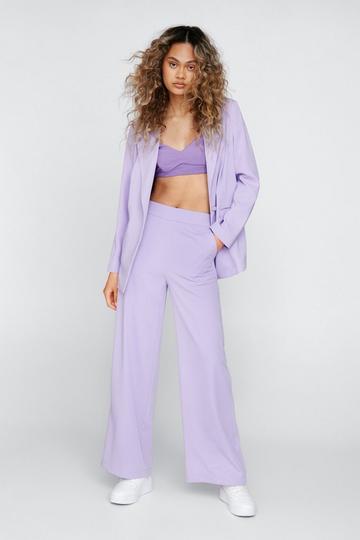 Lilac Purple Satin Tailored Straight Leg Trousers