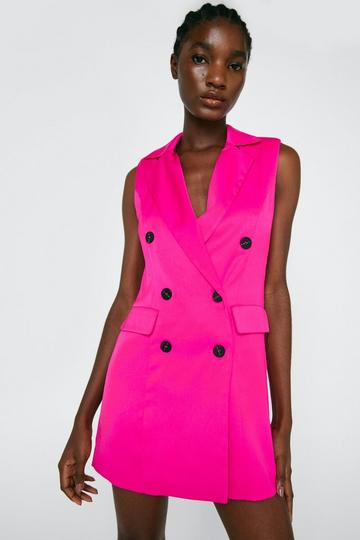 Pink Tailored Waistcoat Mini Dress