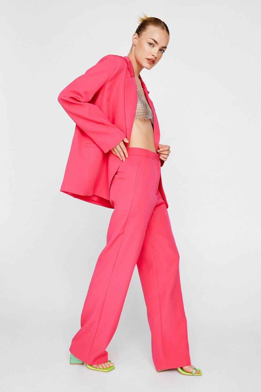 Bright pink Premium Wide Leg Tailored Trousers