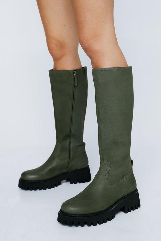NastyGal Real Leather Chunky Knee High Boots 1