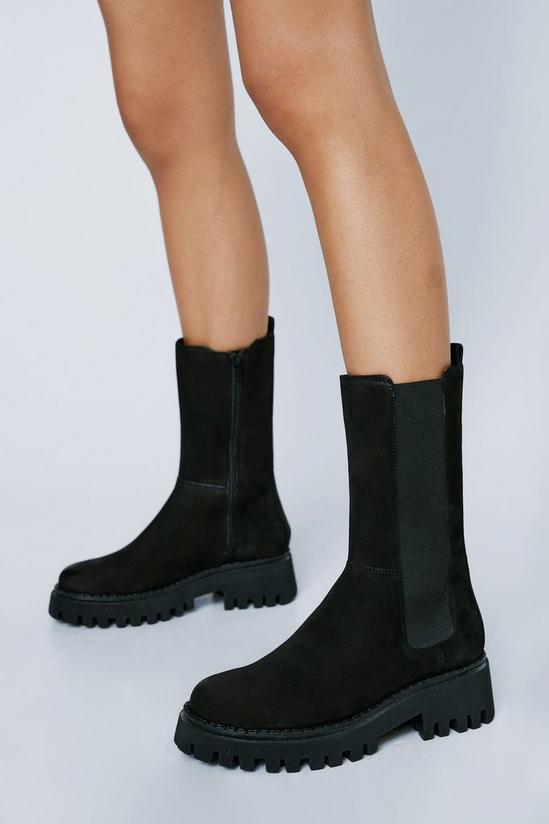 NastyGal Real Leather Chunky Longline Chelsea Boots 1