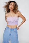 NastyGal Faux Feather Trim Ribbed Bandeau Top thumbnail 1