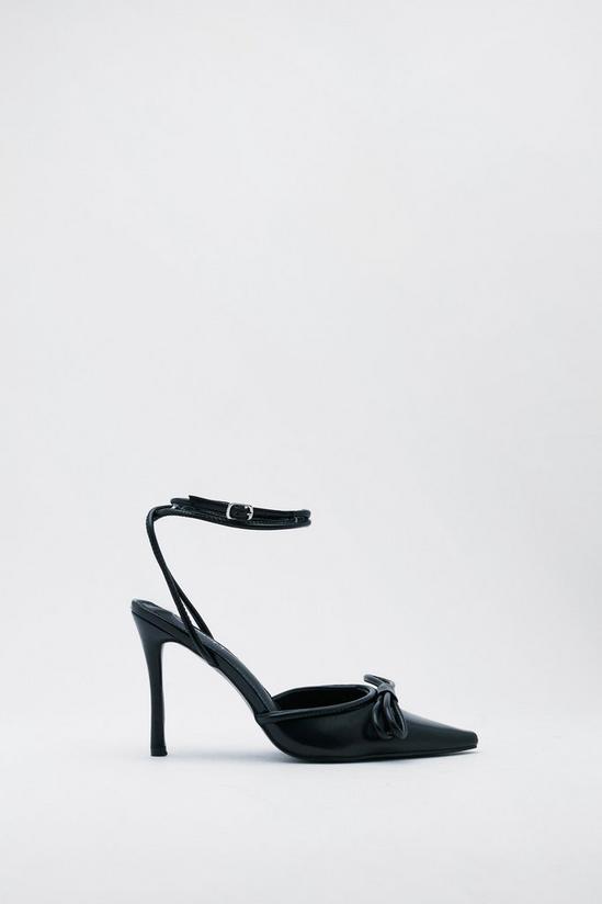 NastyGal Faux Leather Bow Strappy Court Heels 3