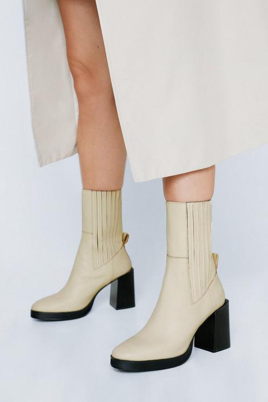 NastyGal Real Leather Platform Ankle Chelsea Boots 1