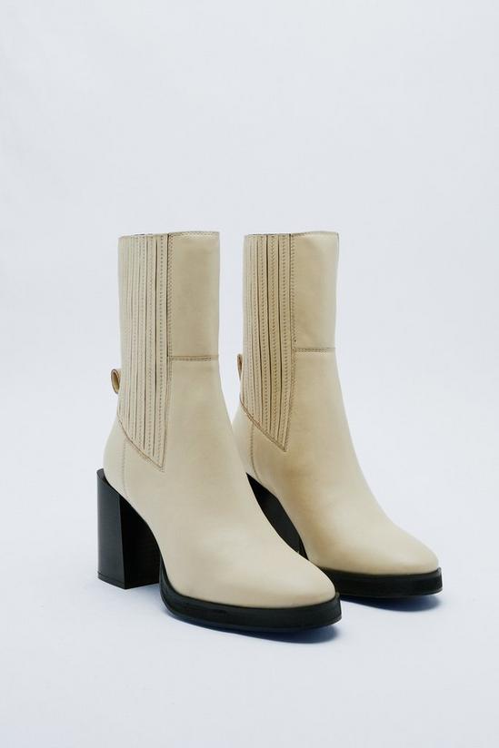 NastyGal Real Leather Platform Ankle Chelsea Boots 4