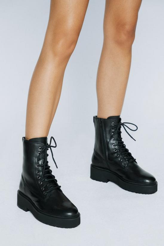 NastyGal Real Leather Lace Up Biker Boots 1
