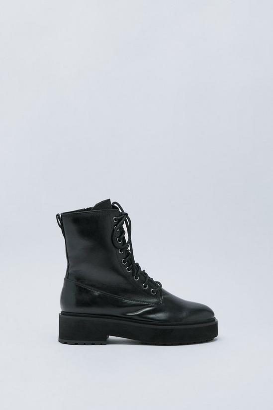 NastyGal Real Leather Lace Up Biker Boots 3