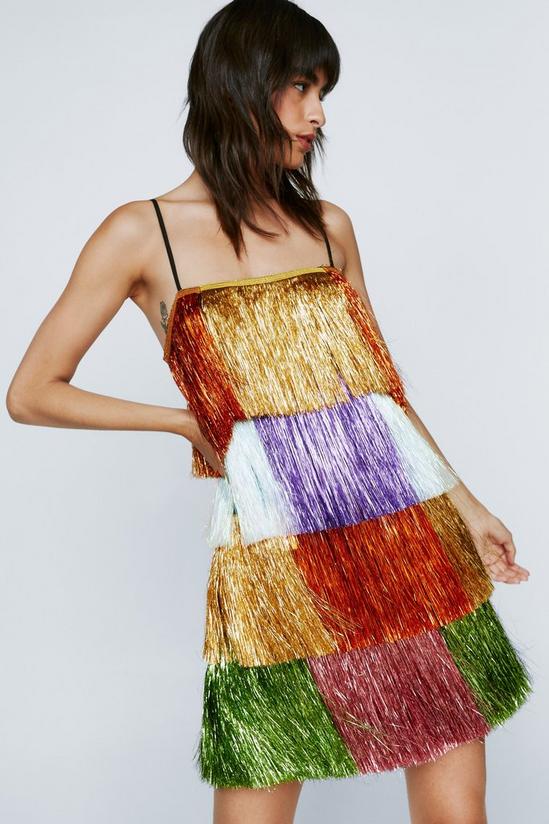NastyGal Party Crasher Tiered Tinsel Mini Dress 4