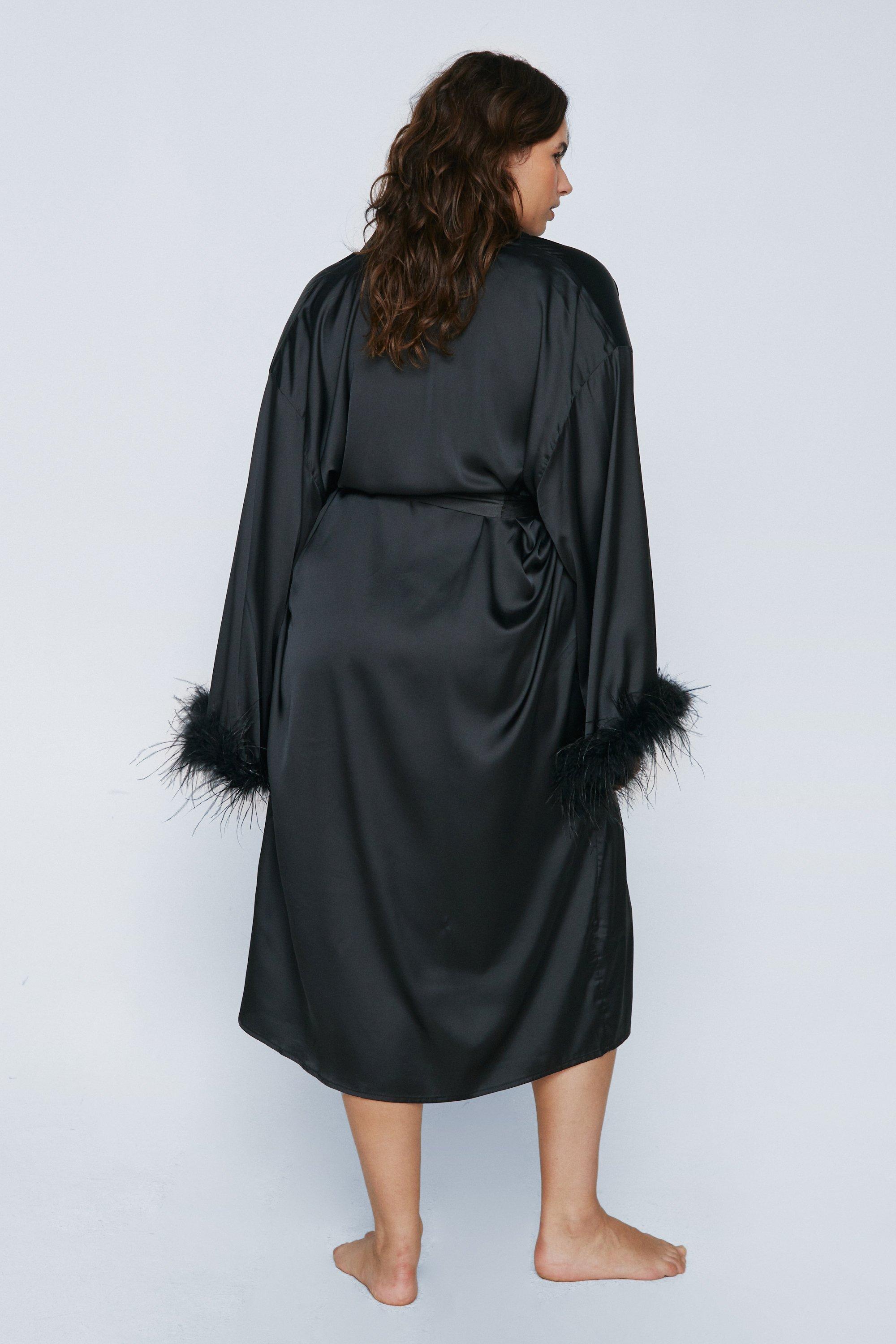 Plus size store silk robe cheap