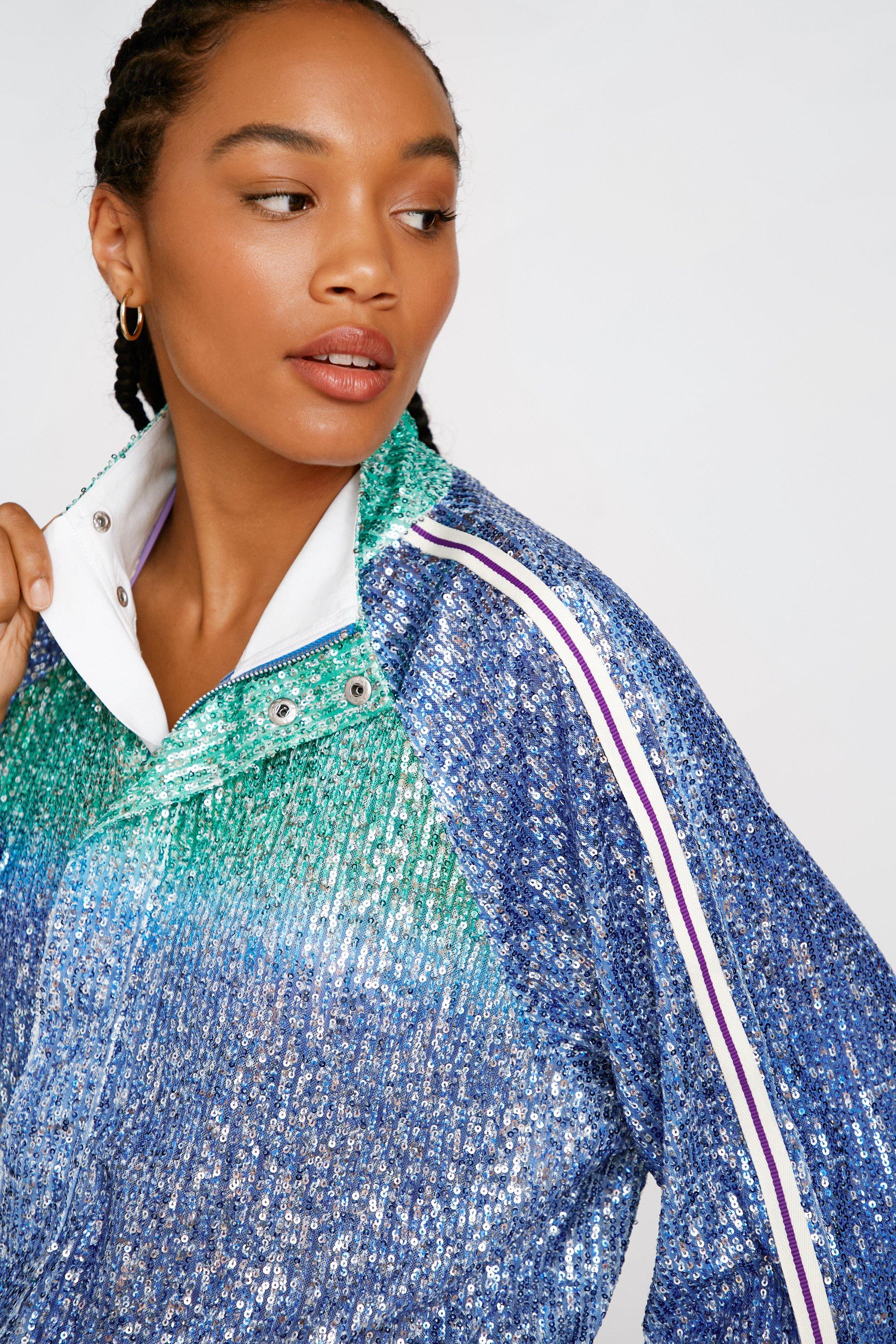 Multicolor sequin bomber outlet jacket