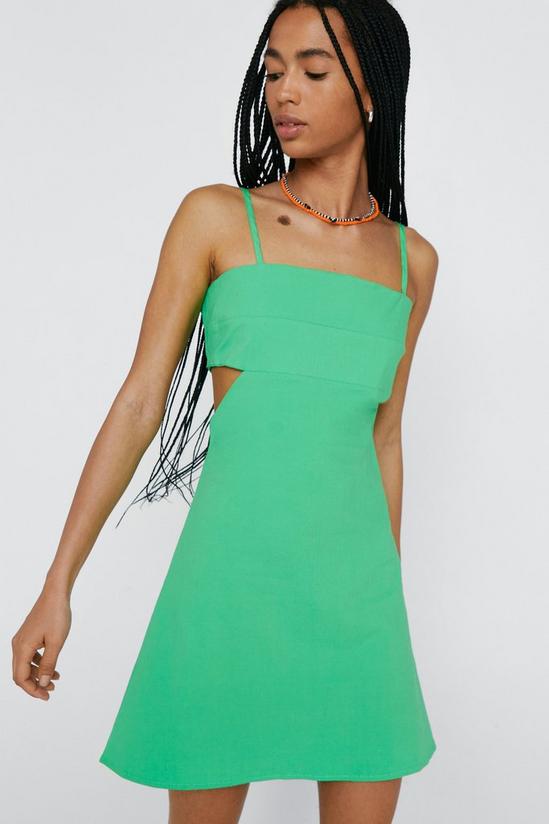 NastyGal Linen Side Cut Out Fitted Mini Dress 1