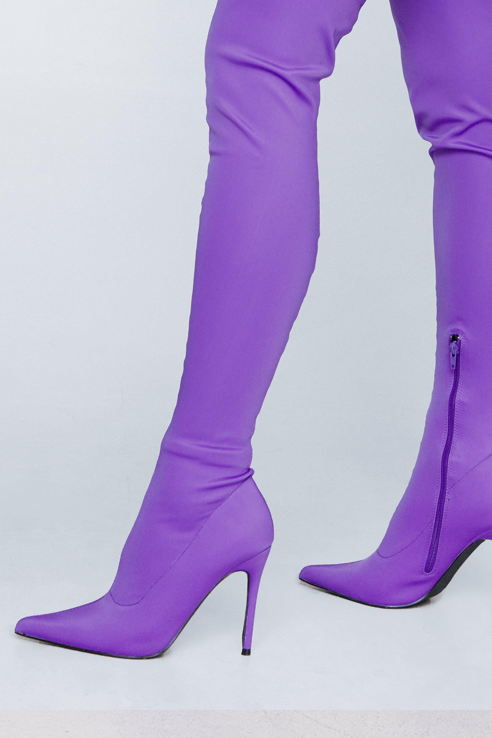 Purple knee cheap high boots uk