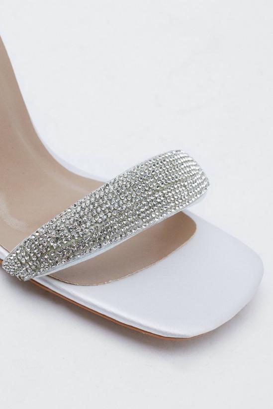 NastyGal Satin Diamante Strap Open Toe Heels 4